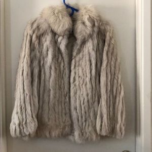 Fox coat, white & grey